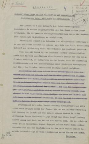 Entwurf einer Note an die alliierten und assoziierten Regierungen vom 11. Mai 1919